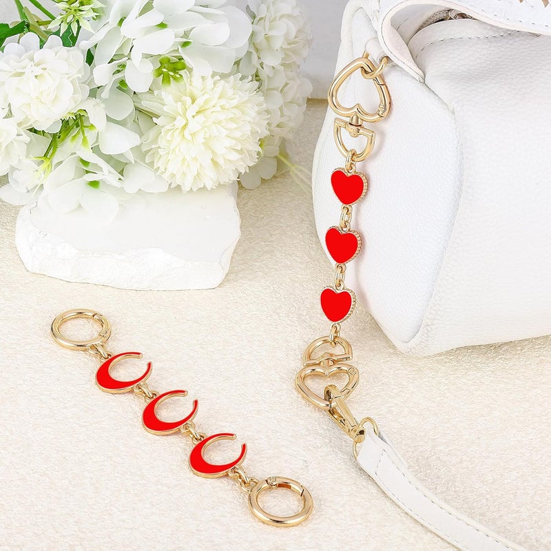 Tmtains 2Pcs Bag Extender Chain Heart Moon Purse Strap Extenders for Handbags Purse Extender Chain Gold Chain Purse Strap Replacement Red Purse Accessories Bag Charms for Handbags Purse Making Supplies - Image 5